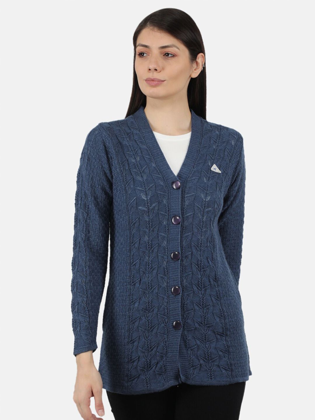 Monte Carlo Women Blue Floral Embroidered Cardigan Price in India