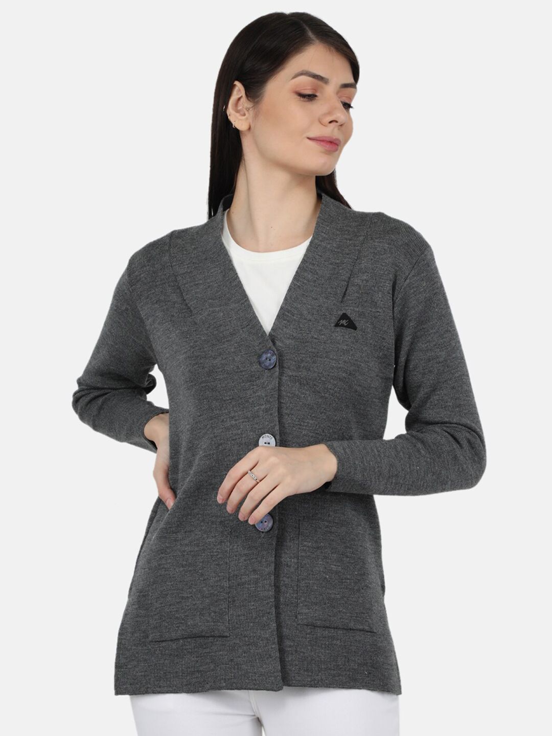 Monte Carlo Women Charcoal & Black Wool Cardigan Price in India