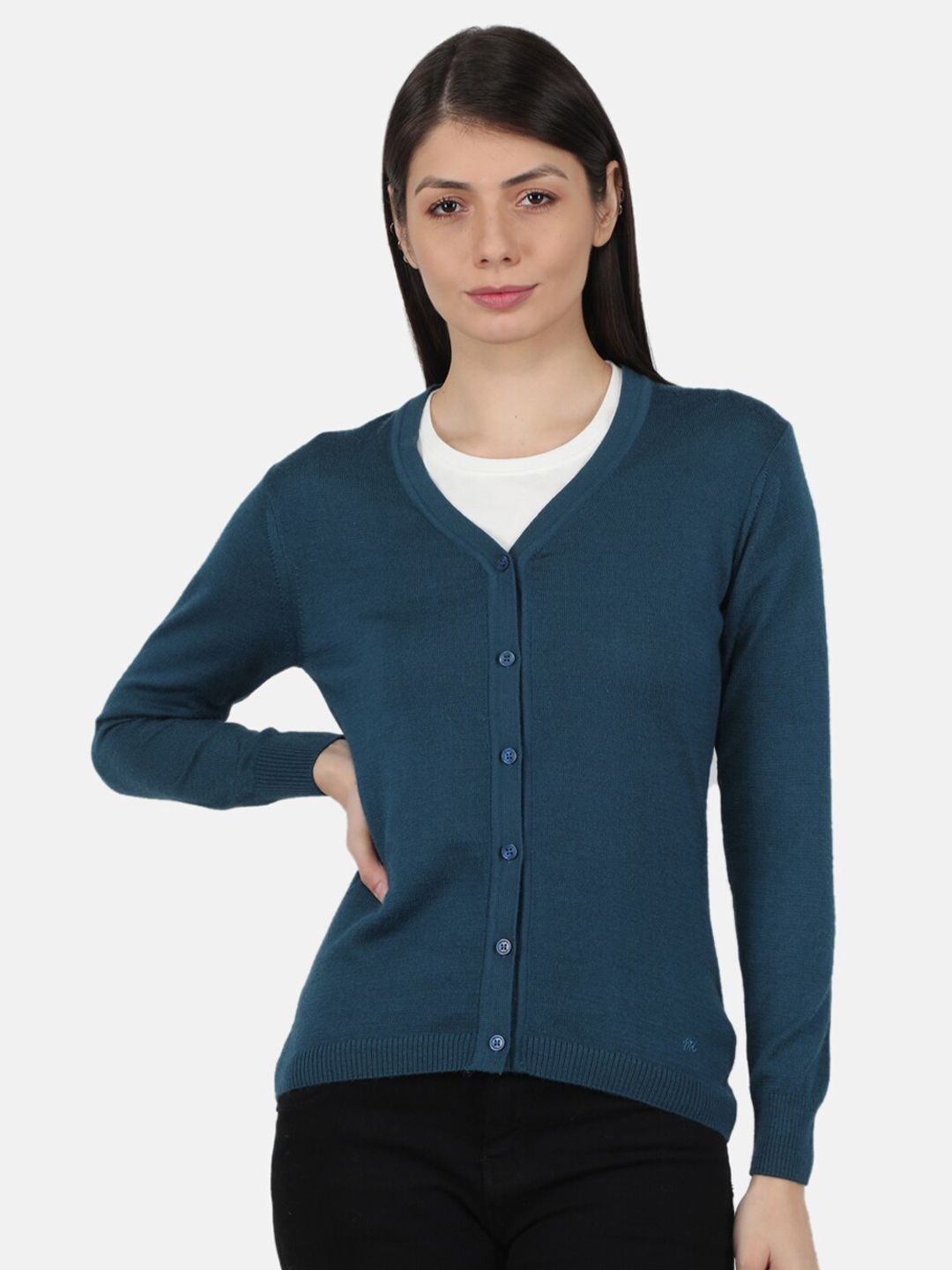 Monte Carlo Women Teal Cardigan sweater Price in India