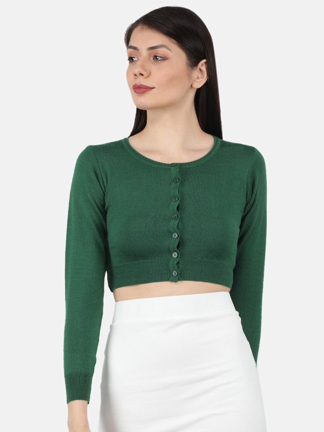 Monte Carlo Women Green Crop Cardigan Price in India