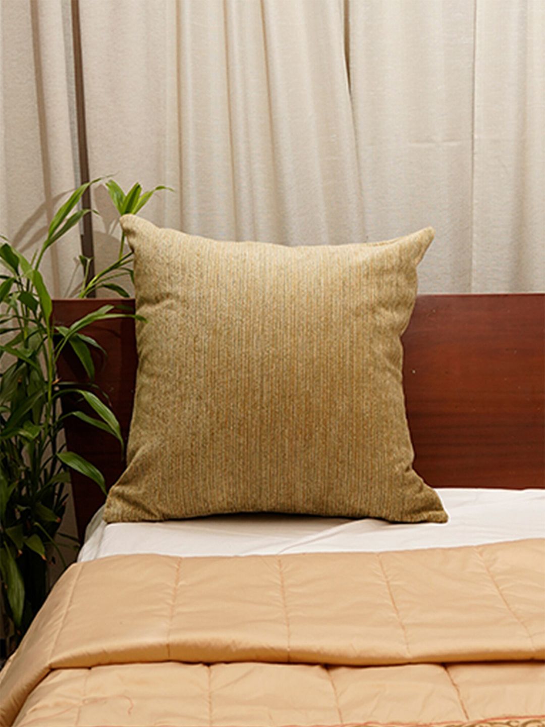 ZEBA Beige Striped Square Cushion Covers Price in India