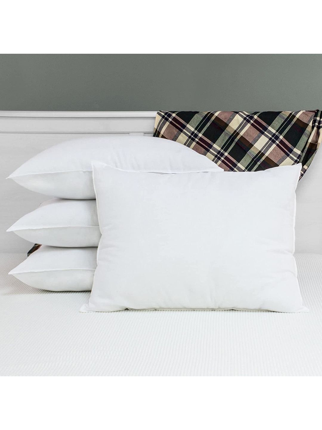 Pum Pum Set Of 4 White Solid Micro Fiber Sleep Pillows Price in India