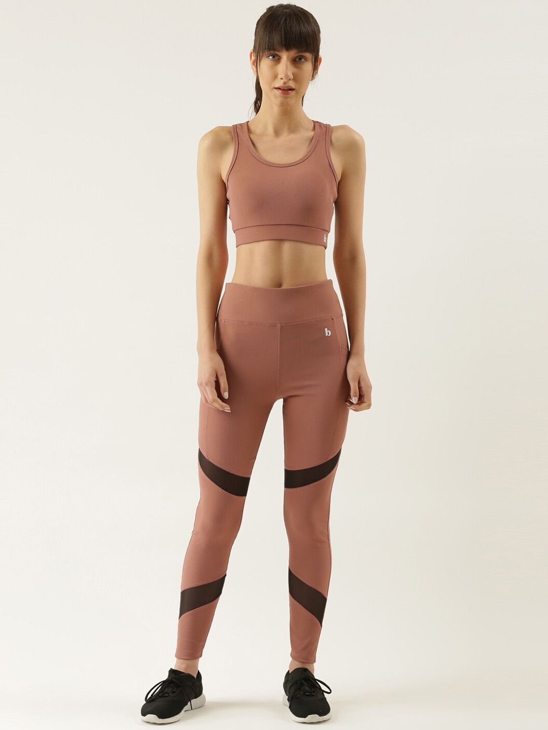 Bannos Swagger Women Mauve Sport Bra & Tights Set Price in India