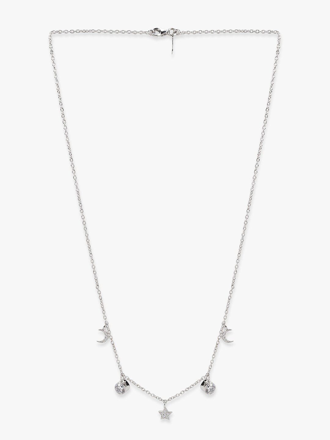 Mikoto by FableStreet Silver-Toned Silver Rhodium-Plated Handcrafted Necklace Price in India