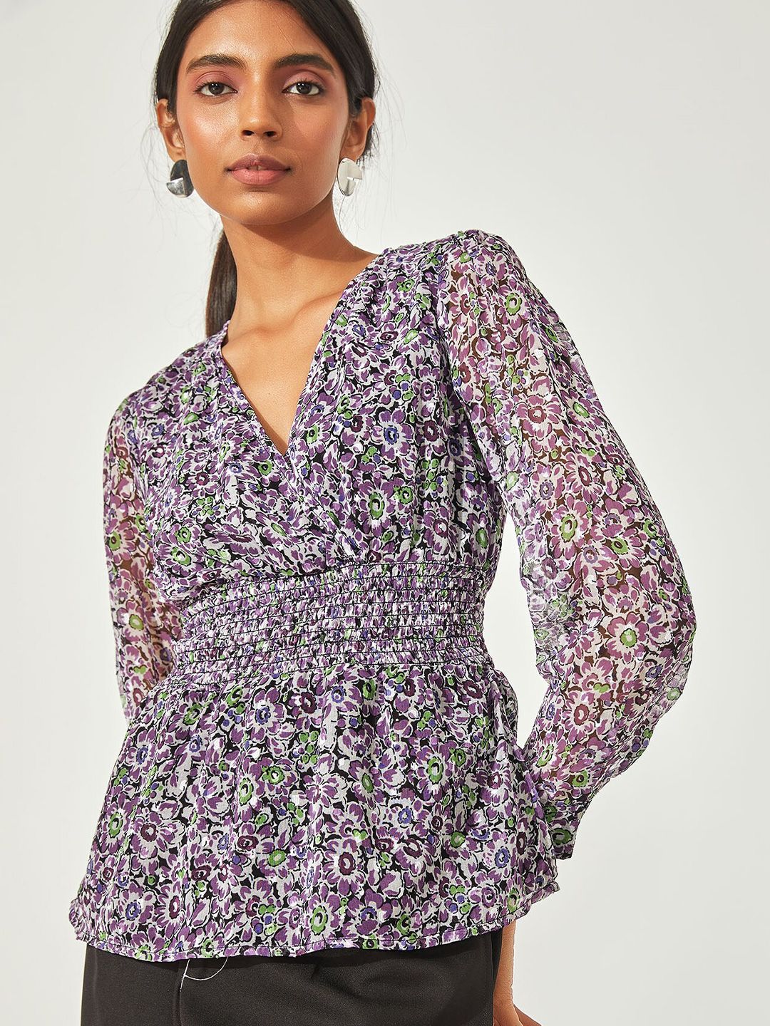 The Label Life Purple Floral Print Top Price in India