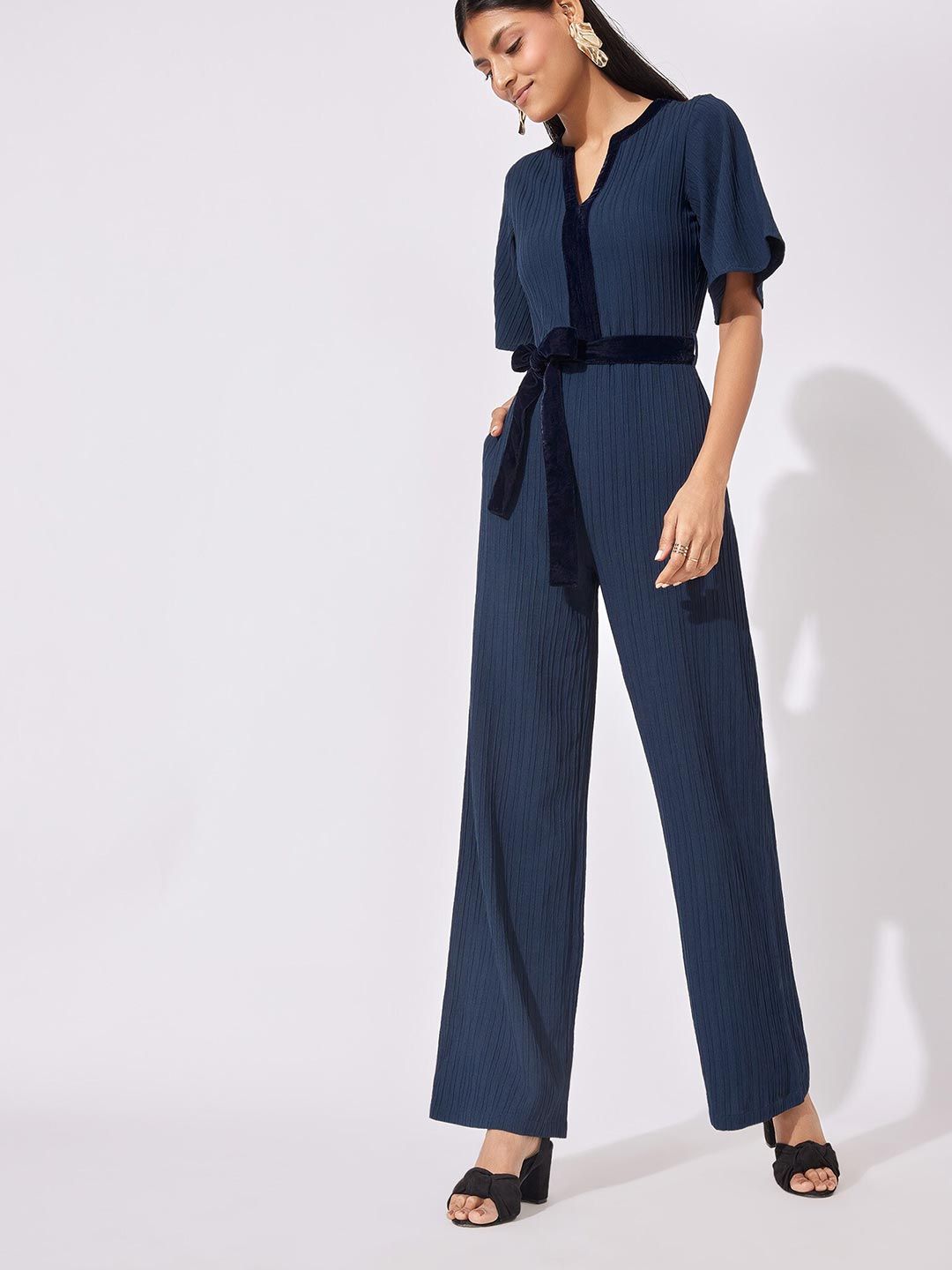The Label Life Blue & Black Basic Jumpsuit