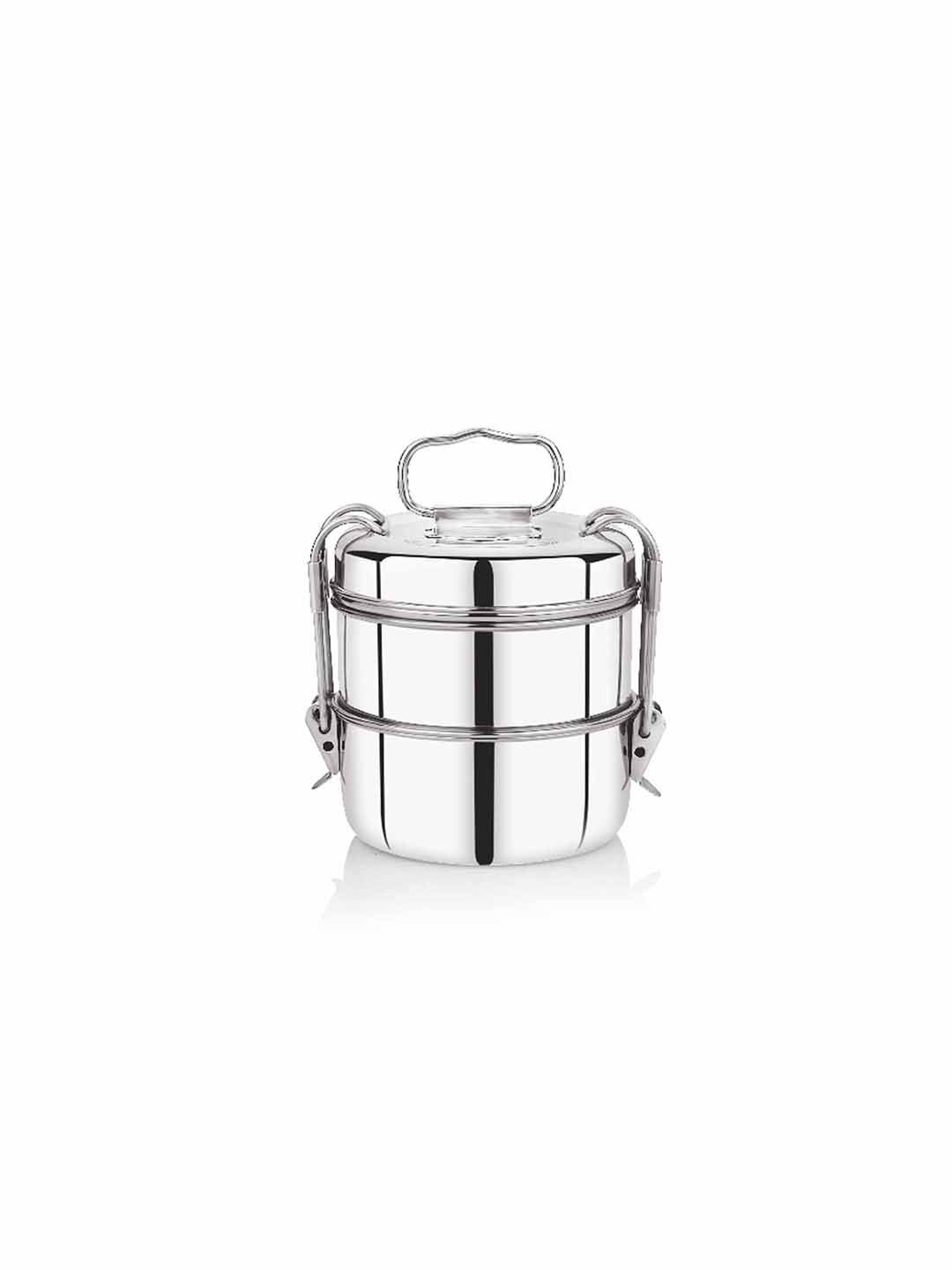 PDDFALCON Silver-Toned Stainless Steel Lunch Box 1350ml Price in India