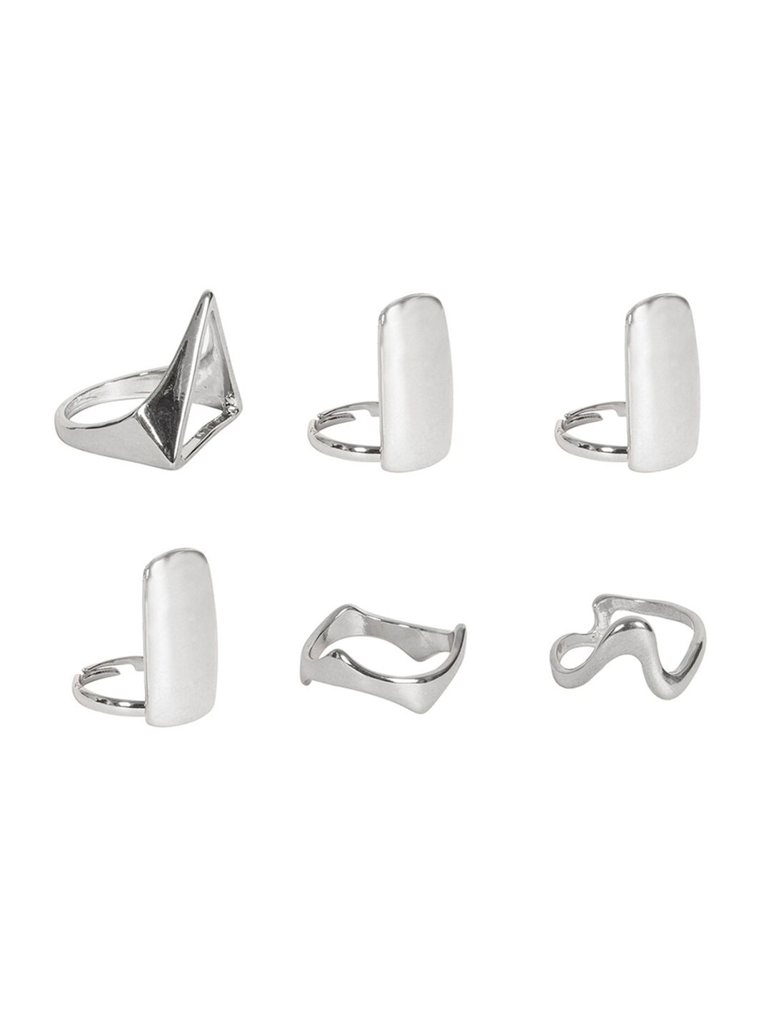 Ayesha Set Of 7 Silver-Plated Funky-Charm Finger Ring Price in India