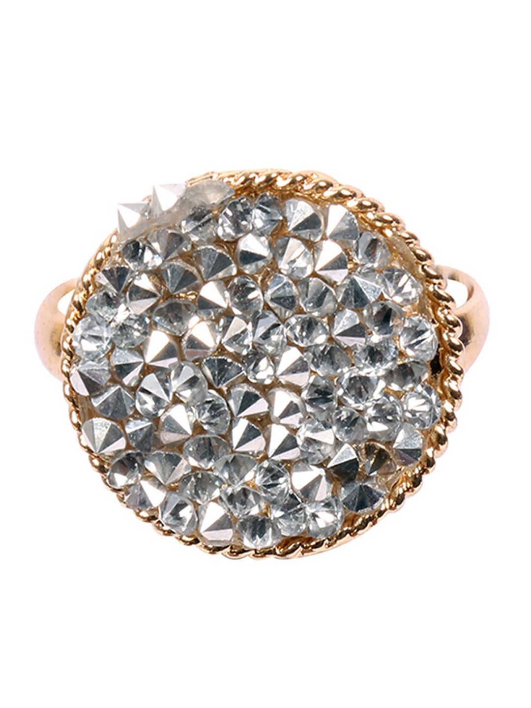 Ayesha Gold-Plated Gold-Toned Crystal Studded Adjustable Finger Ring Price in India