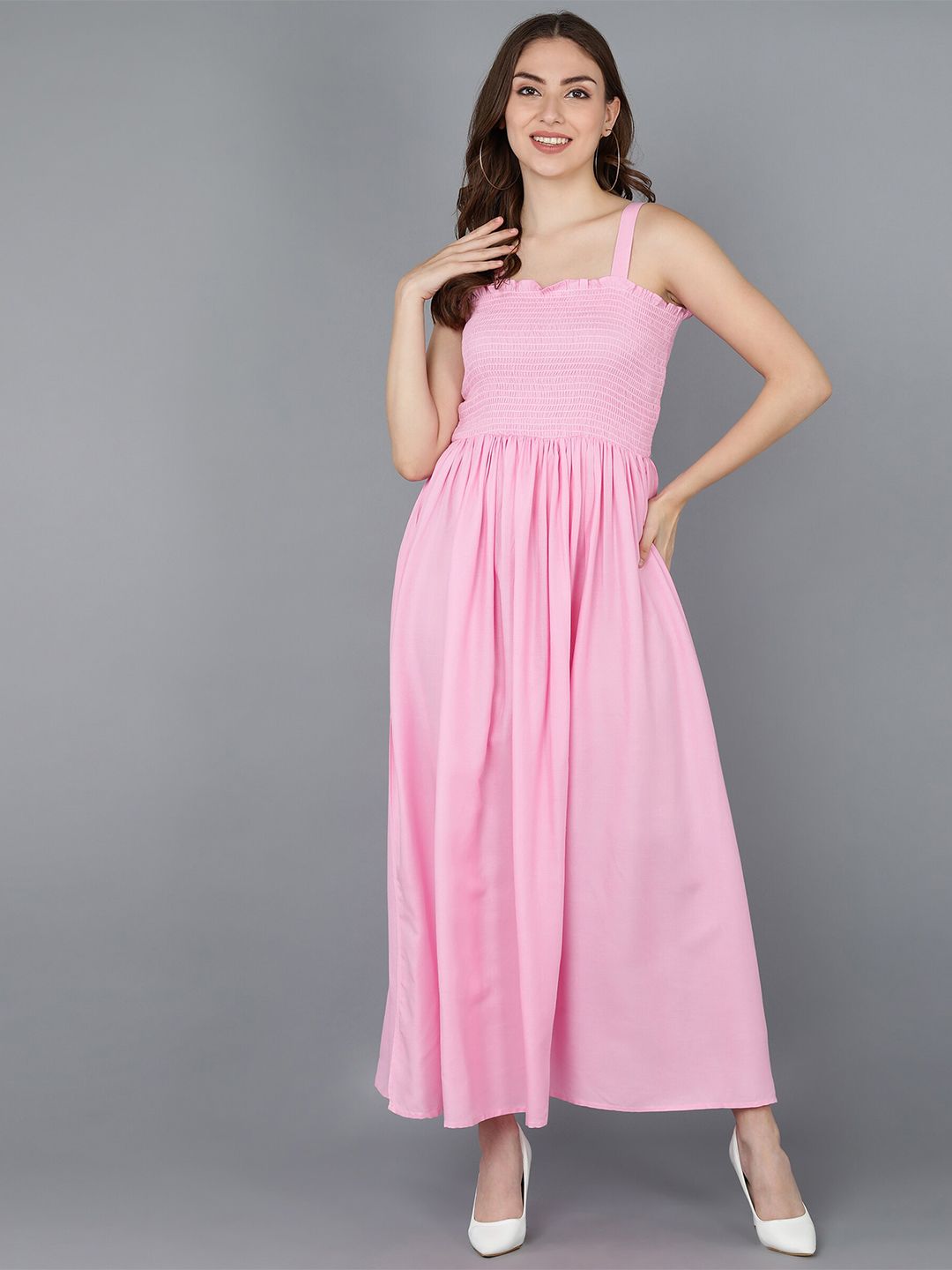 ZNX Clothing Pink Maxi Dress Price in India