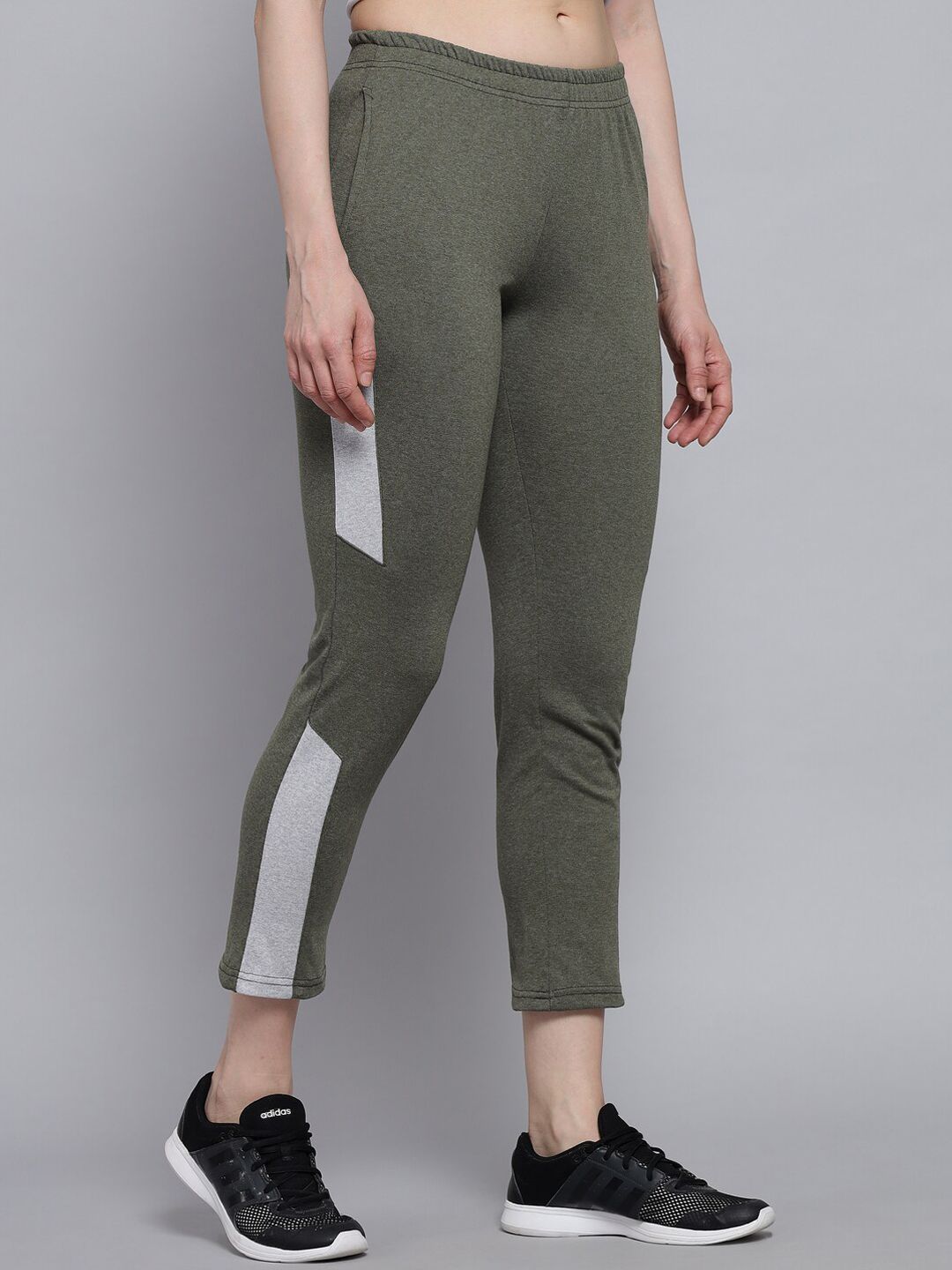Q-rious Women Olive-Green Printed Pure-Cotton Track Pants Price in India