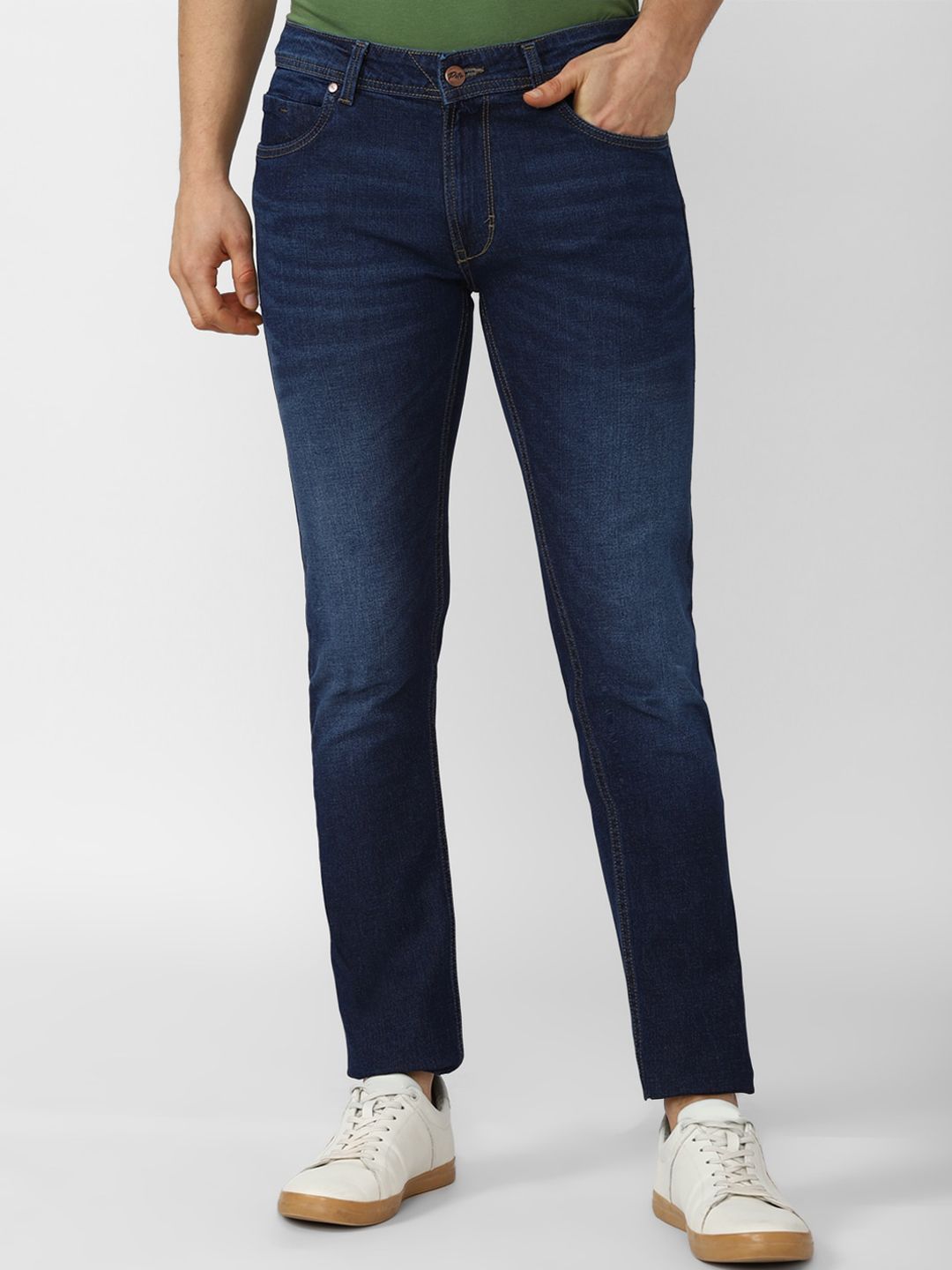Peter England Casuals Men Navy Blue Skinny Fit Light Fade Jeans