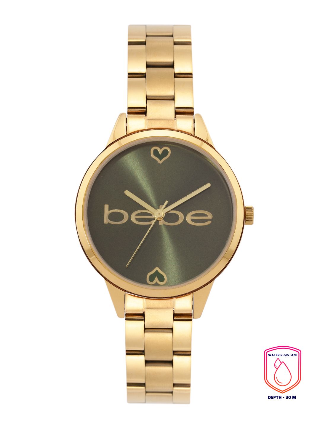 Buy bebe Women Black Dial & Gold Toned Bracelet Style Straps  display picture 1