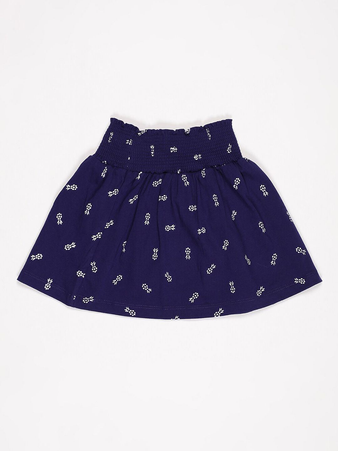 V2 Value & Variety Girls Blue Printed Pure Cotton Flared Mini Skirts