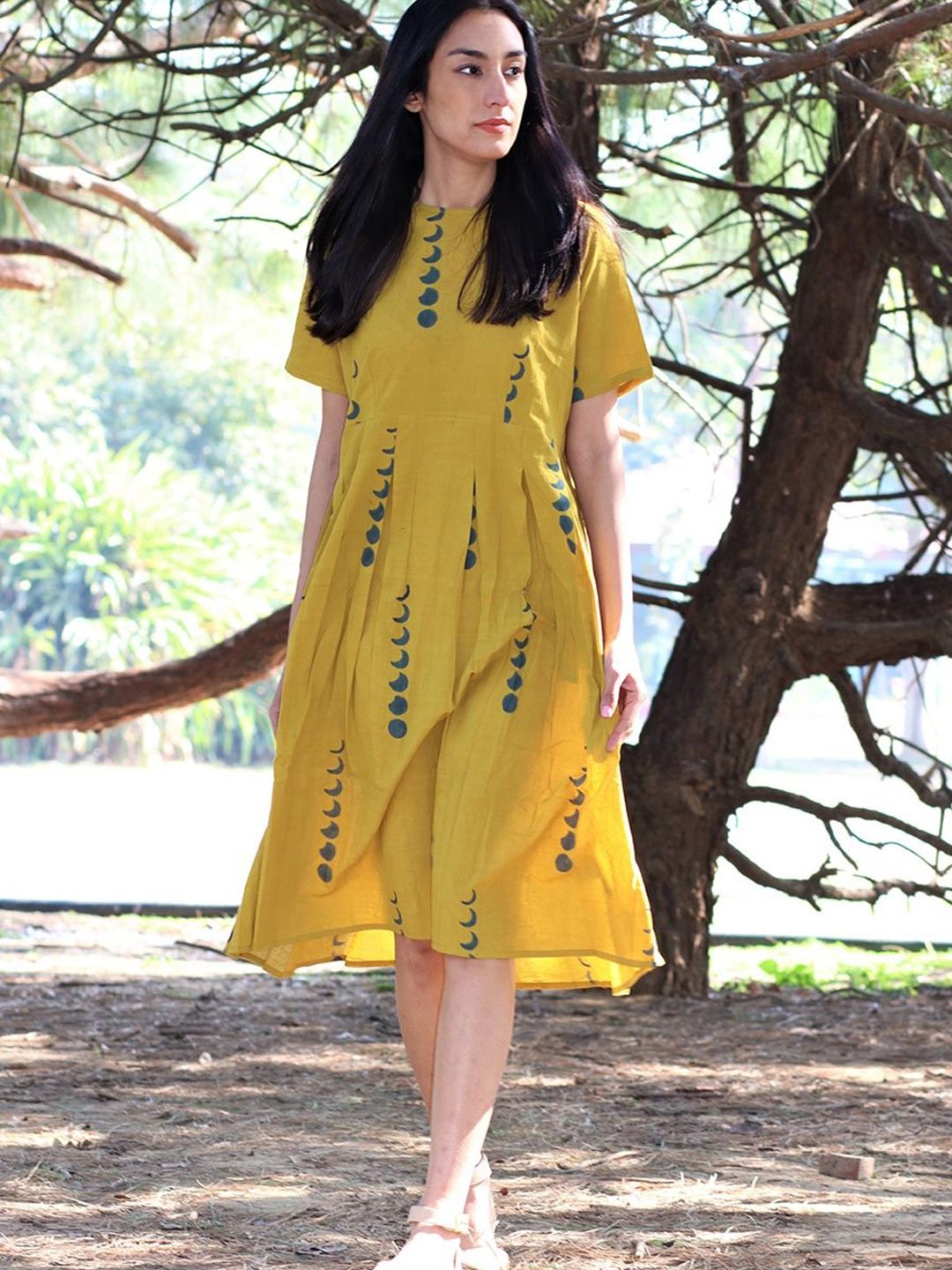 Chidiyaa Yellow Midi Dress Price in India