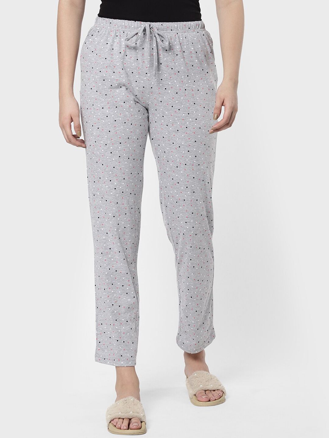 R&B Women Grey Printed Lounge Pants Price in India