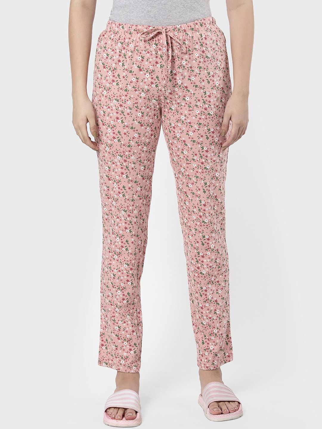 R&B Women Pink Printed Cotton Lounge Pants Price in India