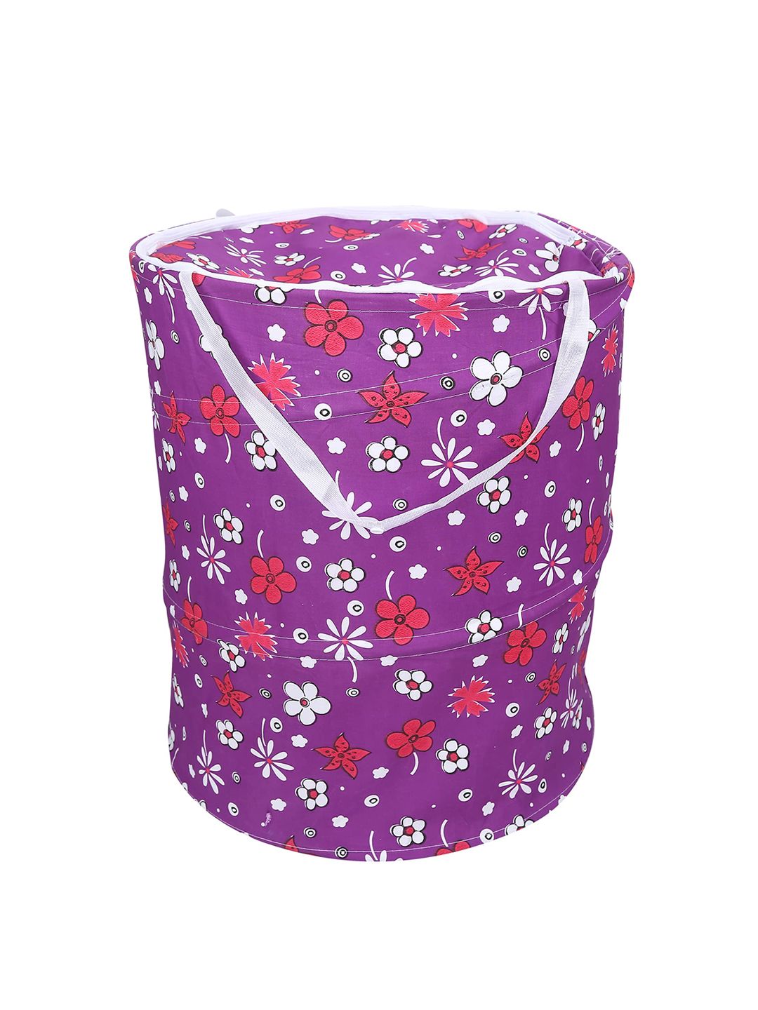 Clasiko Purple & Red Printed Cylindrical Laundry Bag Price in India