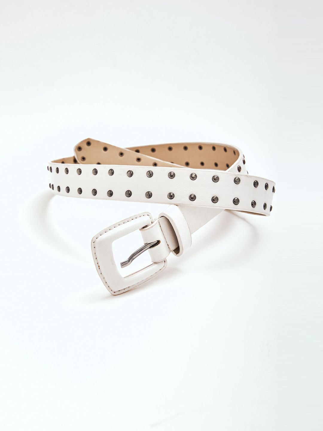 The Label Life Women White Printed Leather Belt Price in India