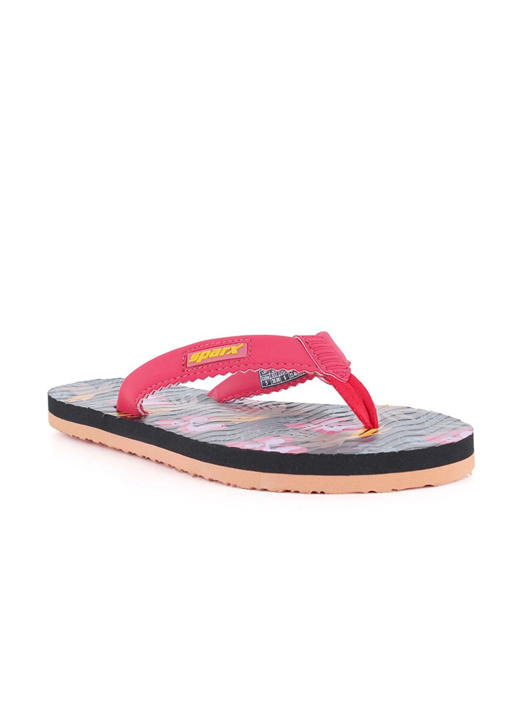 Sparx Women Peach-Coloured & Blue Printed Thong Flip-Flops Price in India