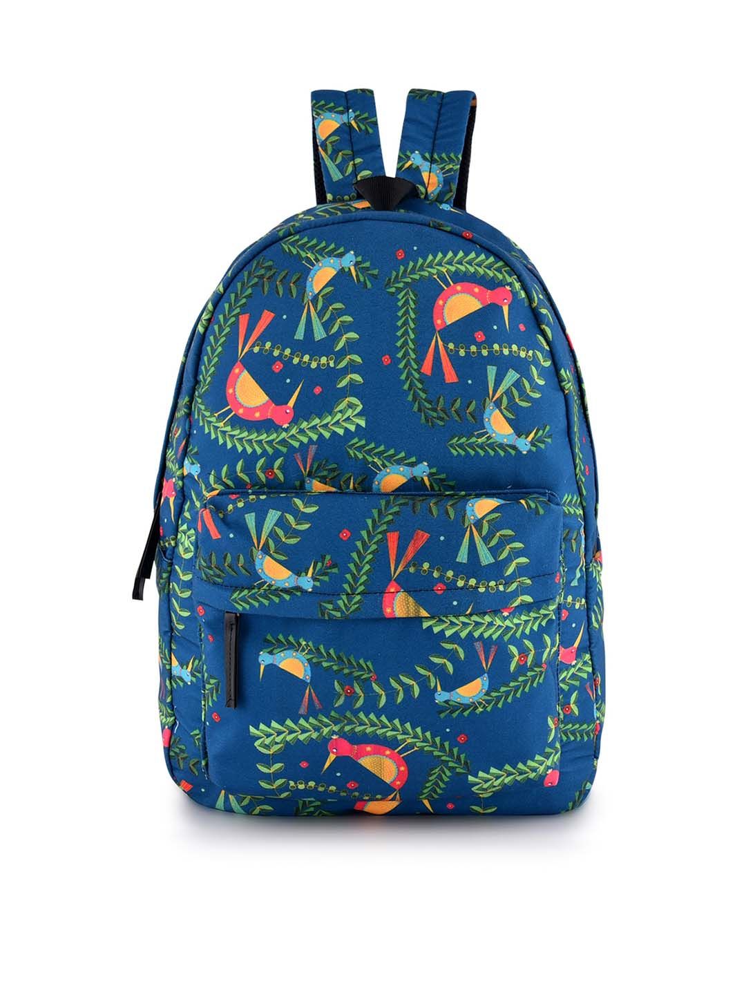 Lychee bags Women Blue Graphic Printed Canvas Backpack Price in India