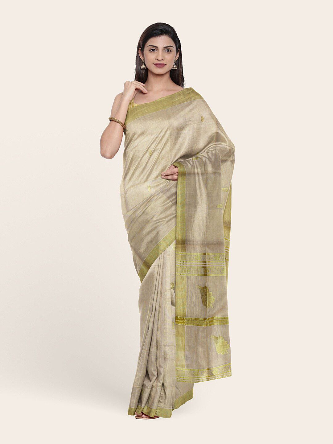 Pothys Gold-Toned Woven Design Pure Cotton Saree Price in India