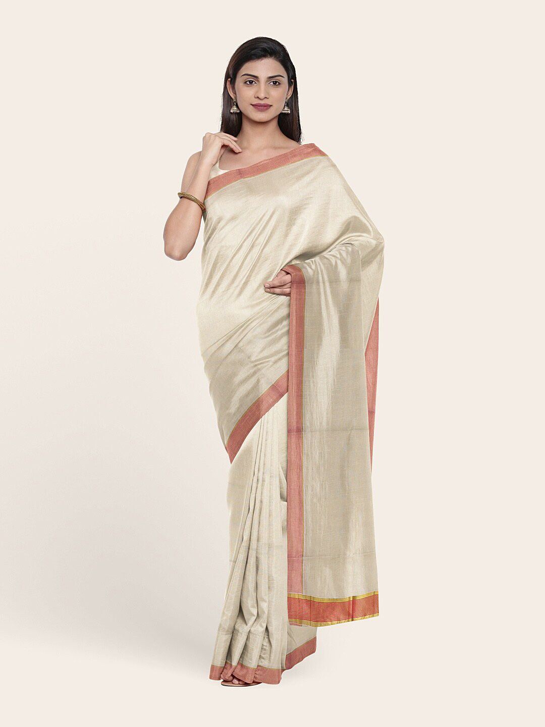 Pothys Off White & Red Pure Cotton Saree Price in India