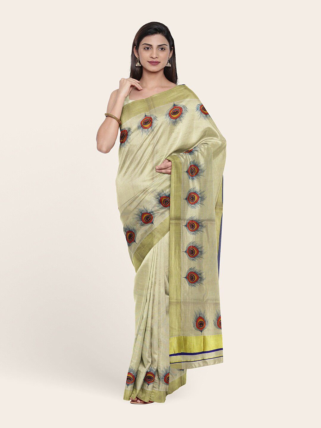 Pothys Gold-Toned & Yellow Ethnic Motifs Pure Cotton Saree Price in India