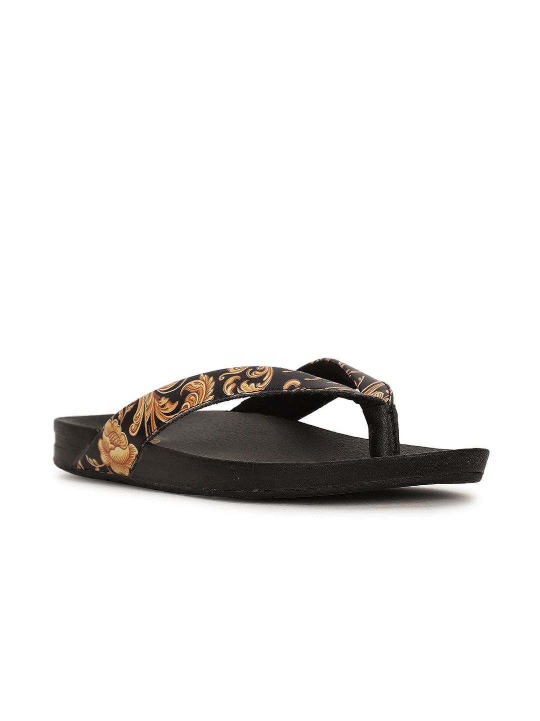 Bata Women Black & Beige Printed Thong Flip-Flops