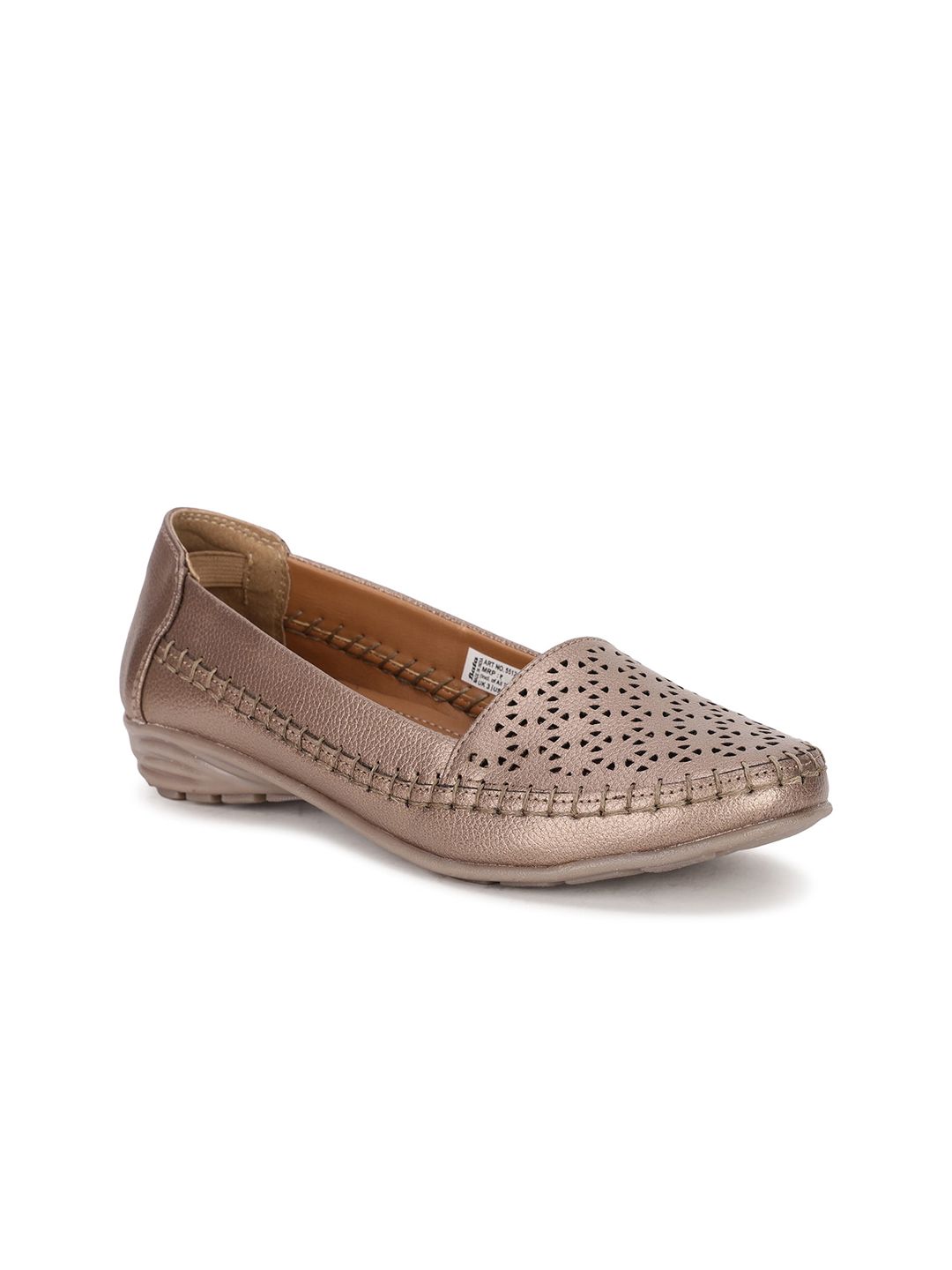 Bata Women Grey Laser Cuts Flats