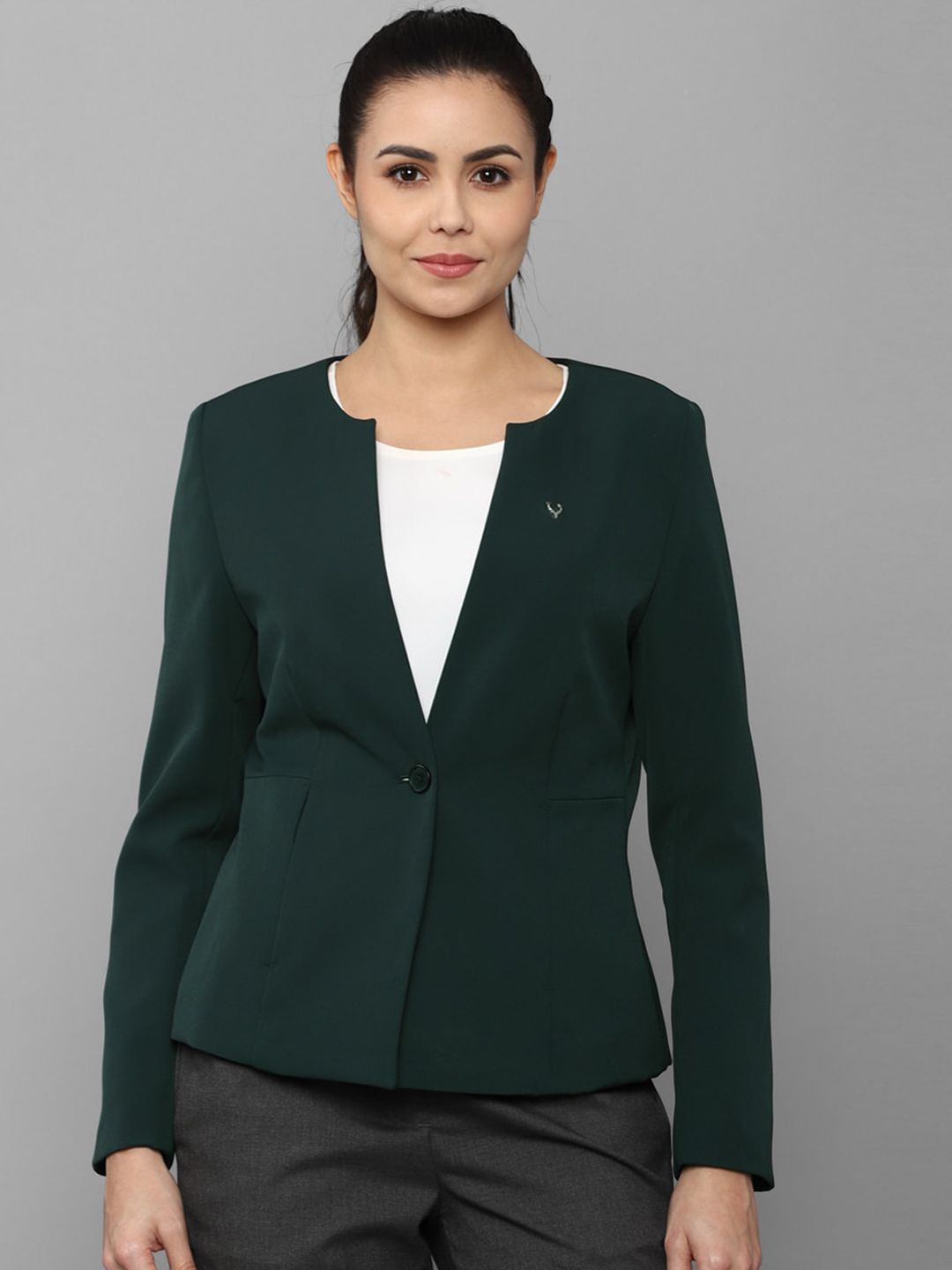 Allen Solly Woman Women Green Solid Blazers Price in India