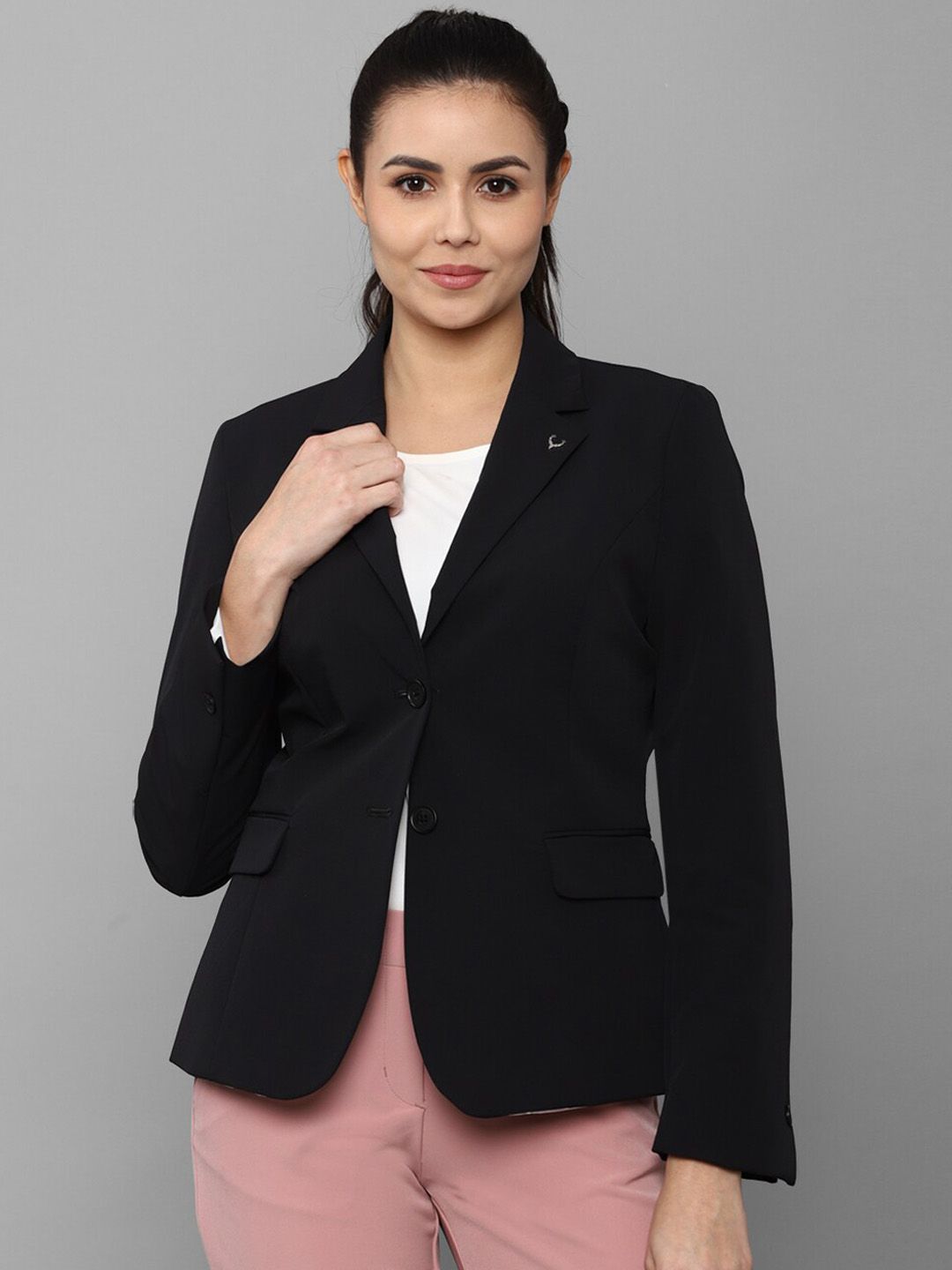 Allen Solly Woman Women Black Solid Blazer Price in India