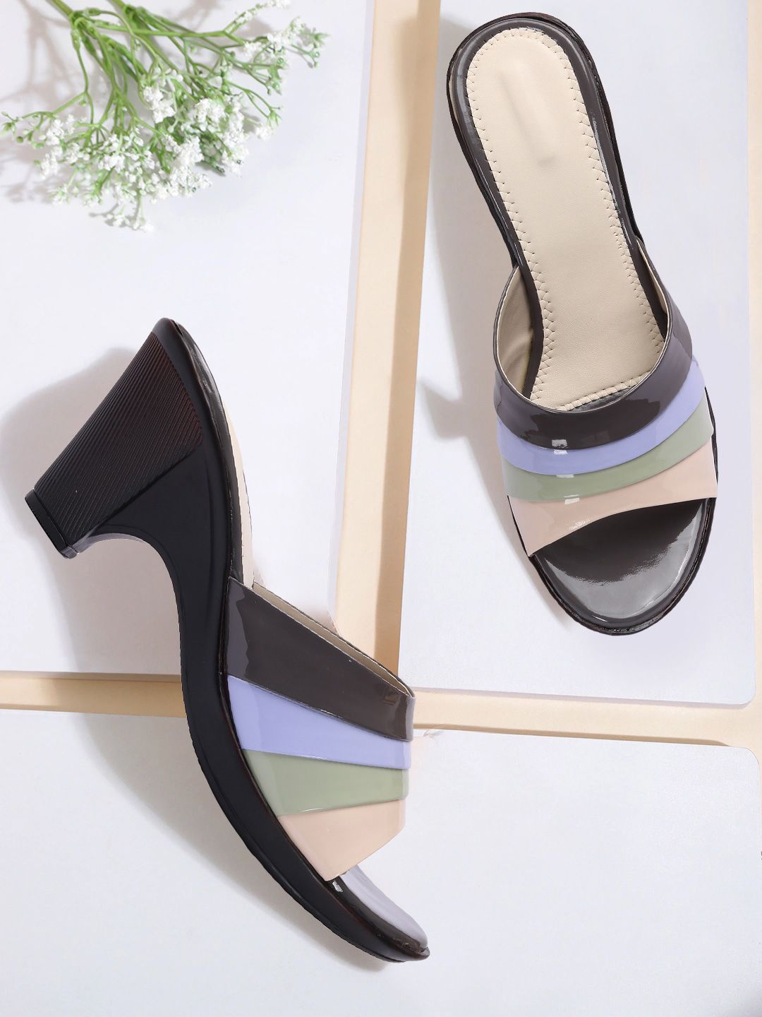 FASHIMO Grey Colourblocked Block Sandals Price in India