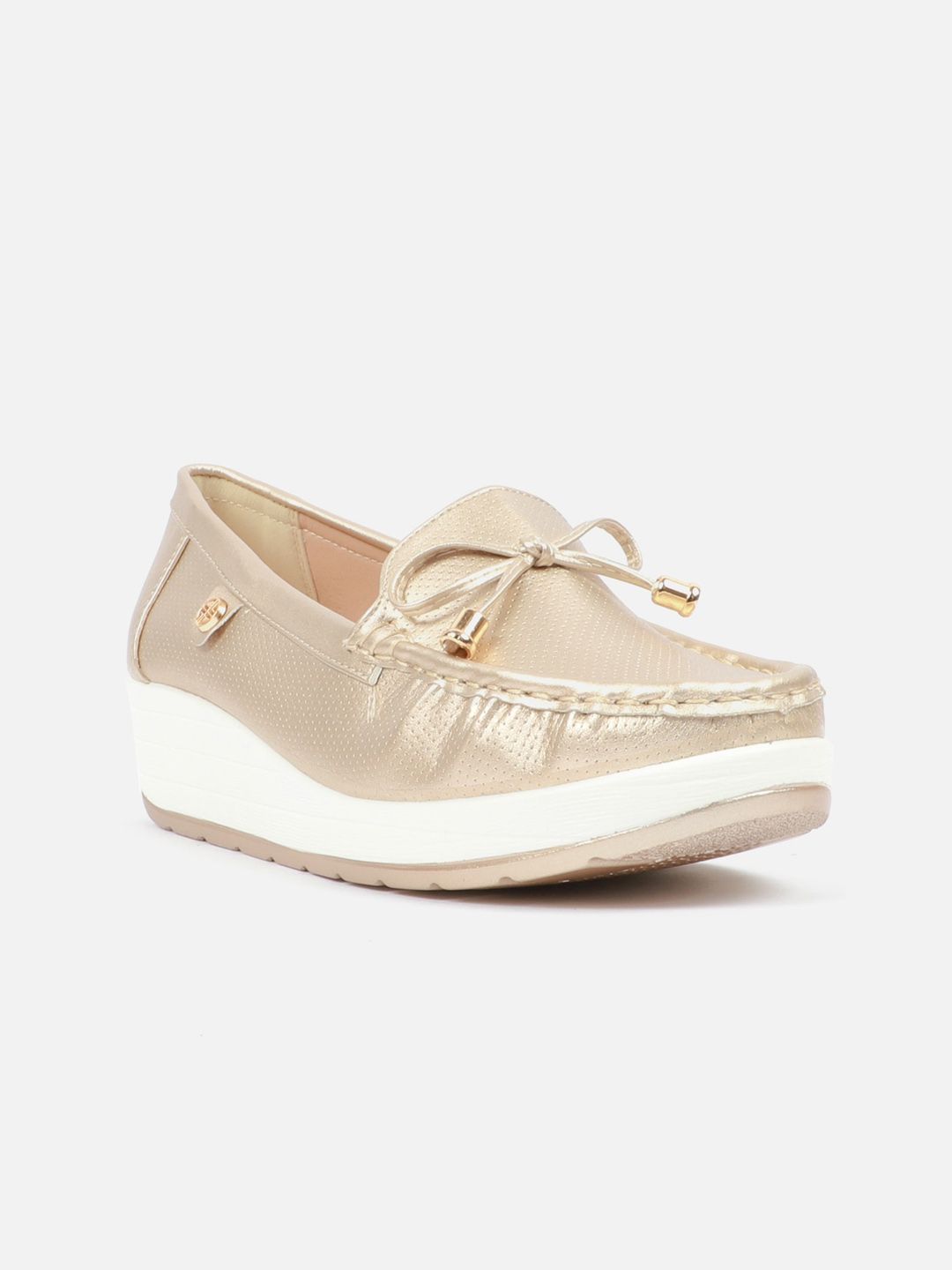 Carlton London Women Gold-Toned Slip-On Sneakers Price in India