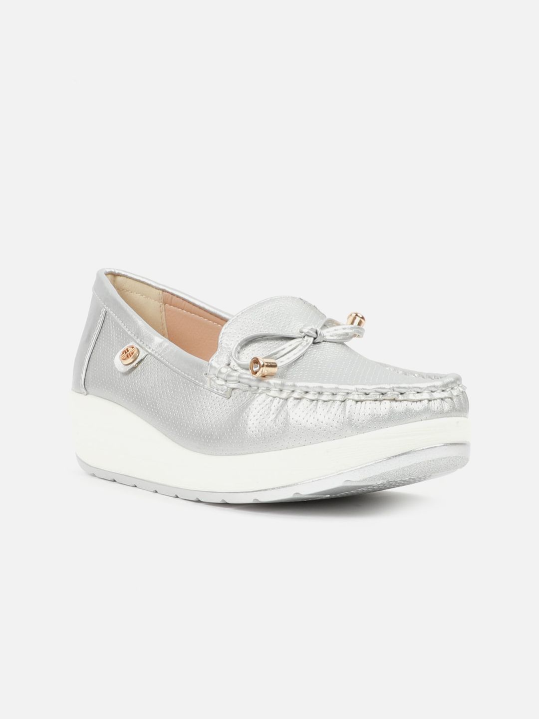 Carlton London Women Silver-Toned Loafers Price in India