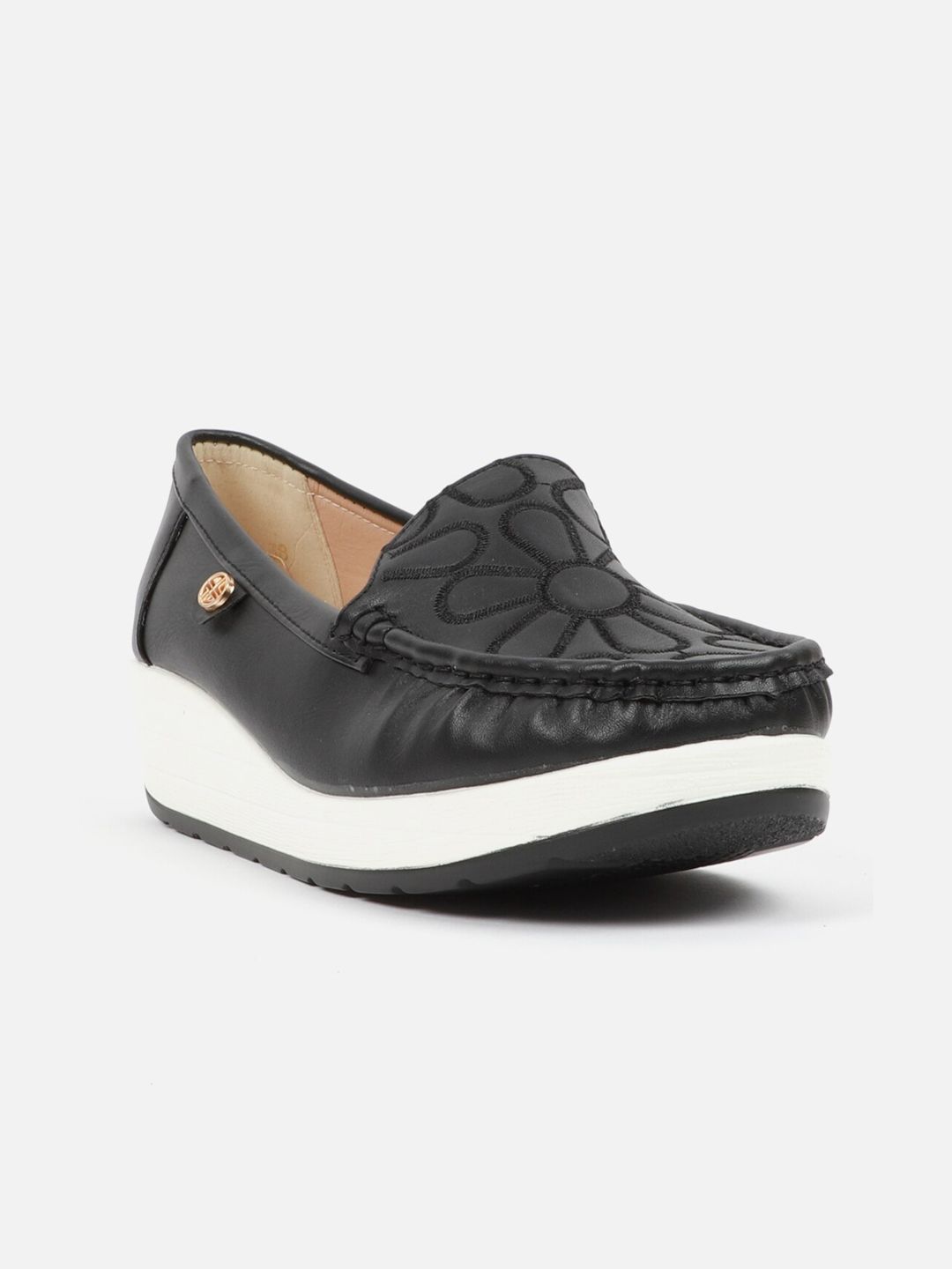 Carlton London Women Black Textured Loafers Price in India