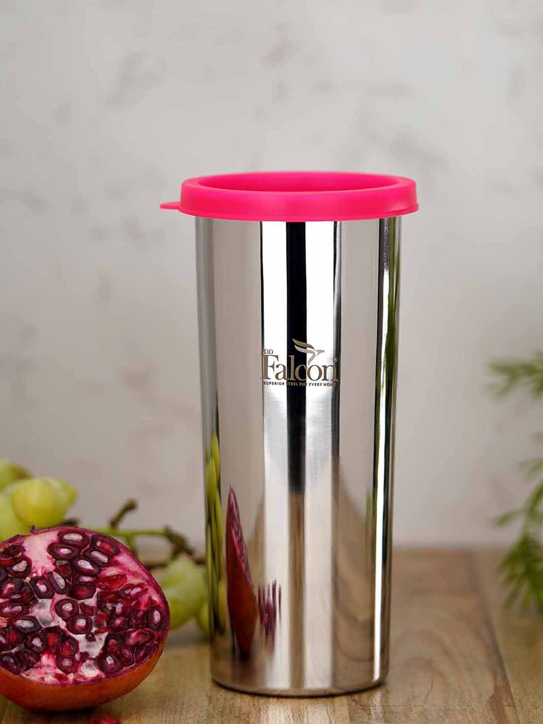 PDDFALCON Pink Stainless Steel Flip Flop 520 ml & Tumbler 370 ml Price in India