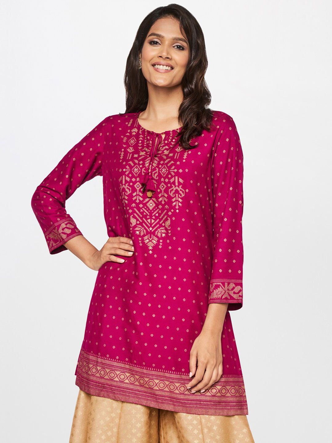 itse Red & Beige Printed Tunic Price in India