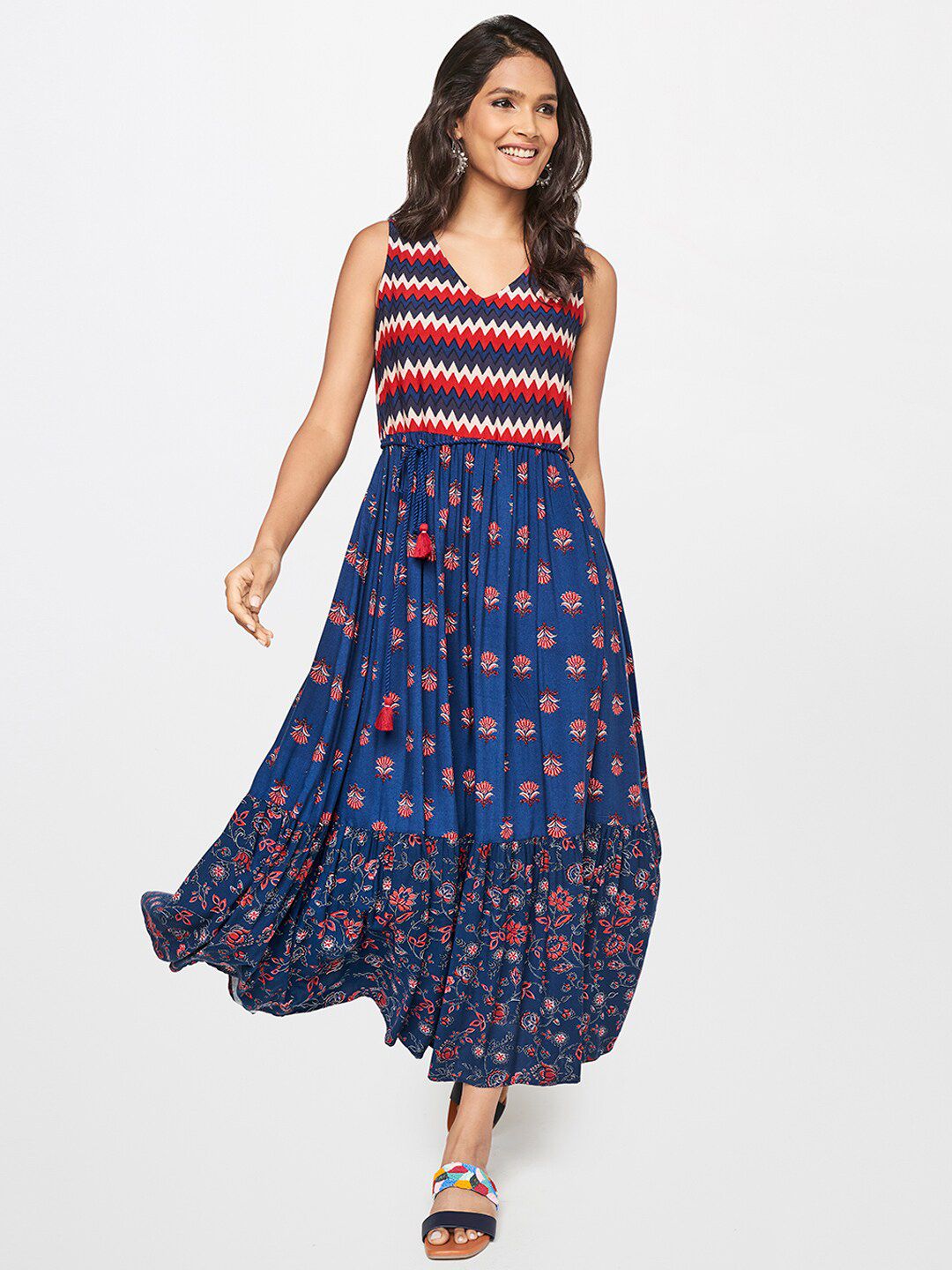 itse Blue Floral Maxi Dress Price in India