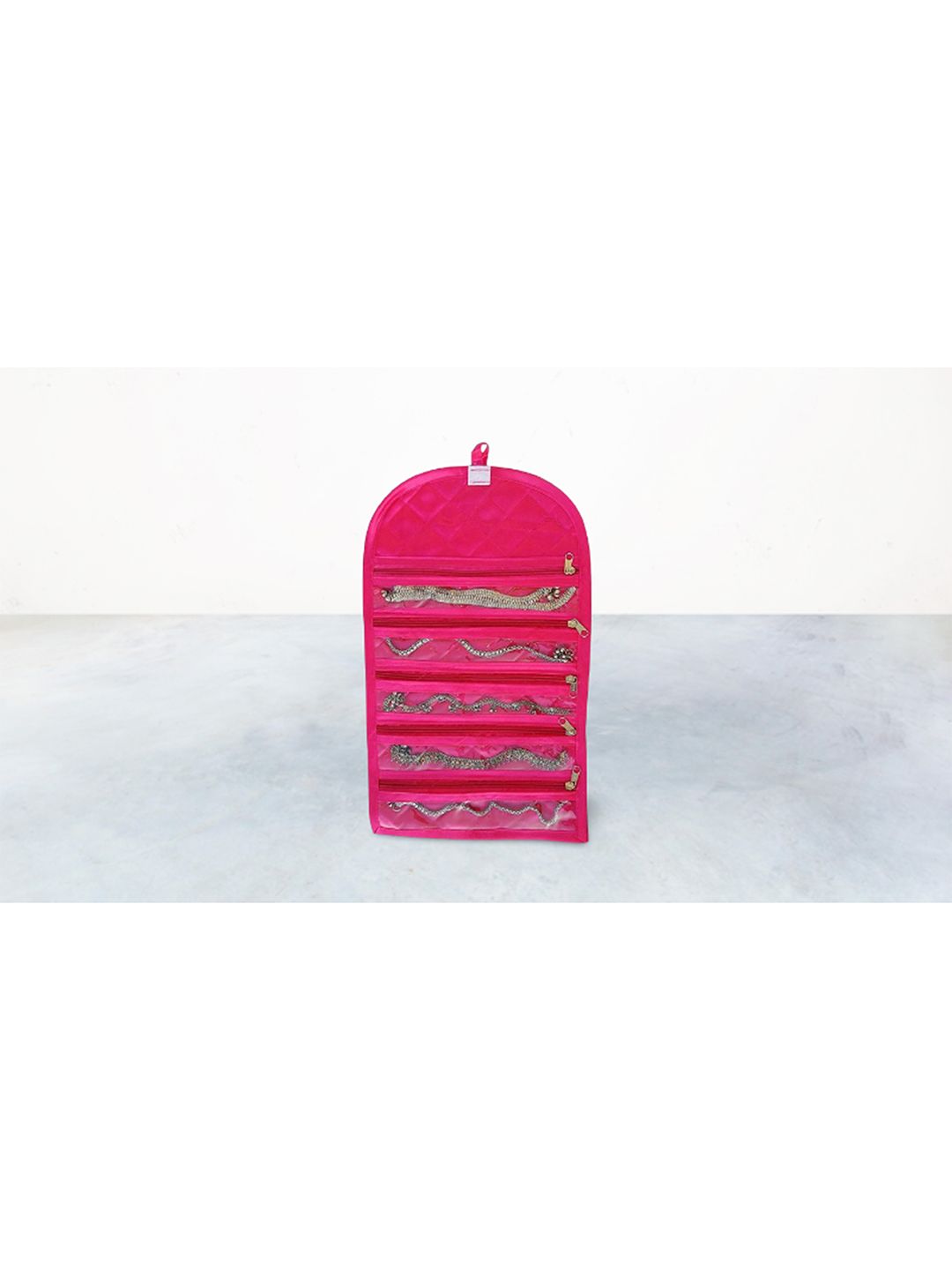 atorakushon Set Of 4 Pink Solid Jewellery Makeup Bag Storage Organisers Price in India