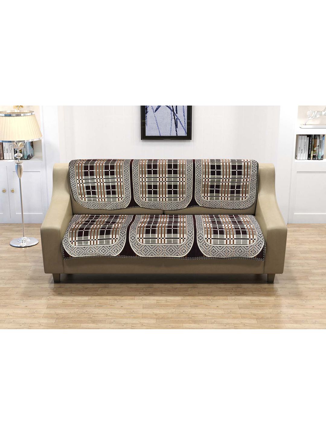 Slushy Mushy Grey & Brown Set of 3 Sofa Covers Price in India