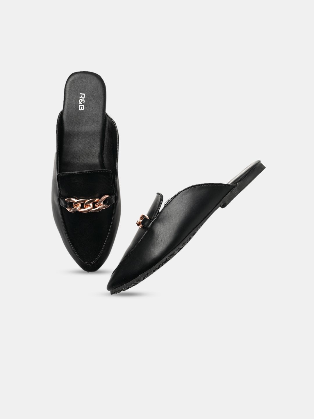 R&B Women Black PU Loafers Price in India