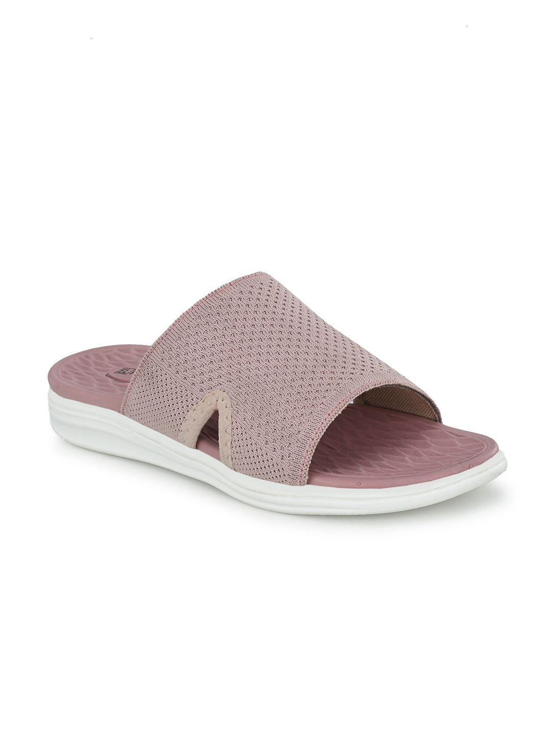 El Paso Women Pink & White Sliders Price in India