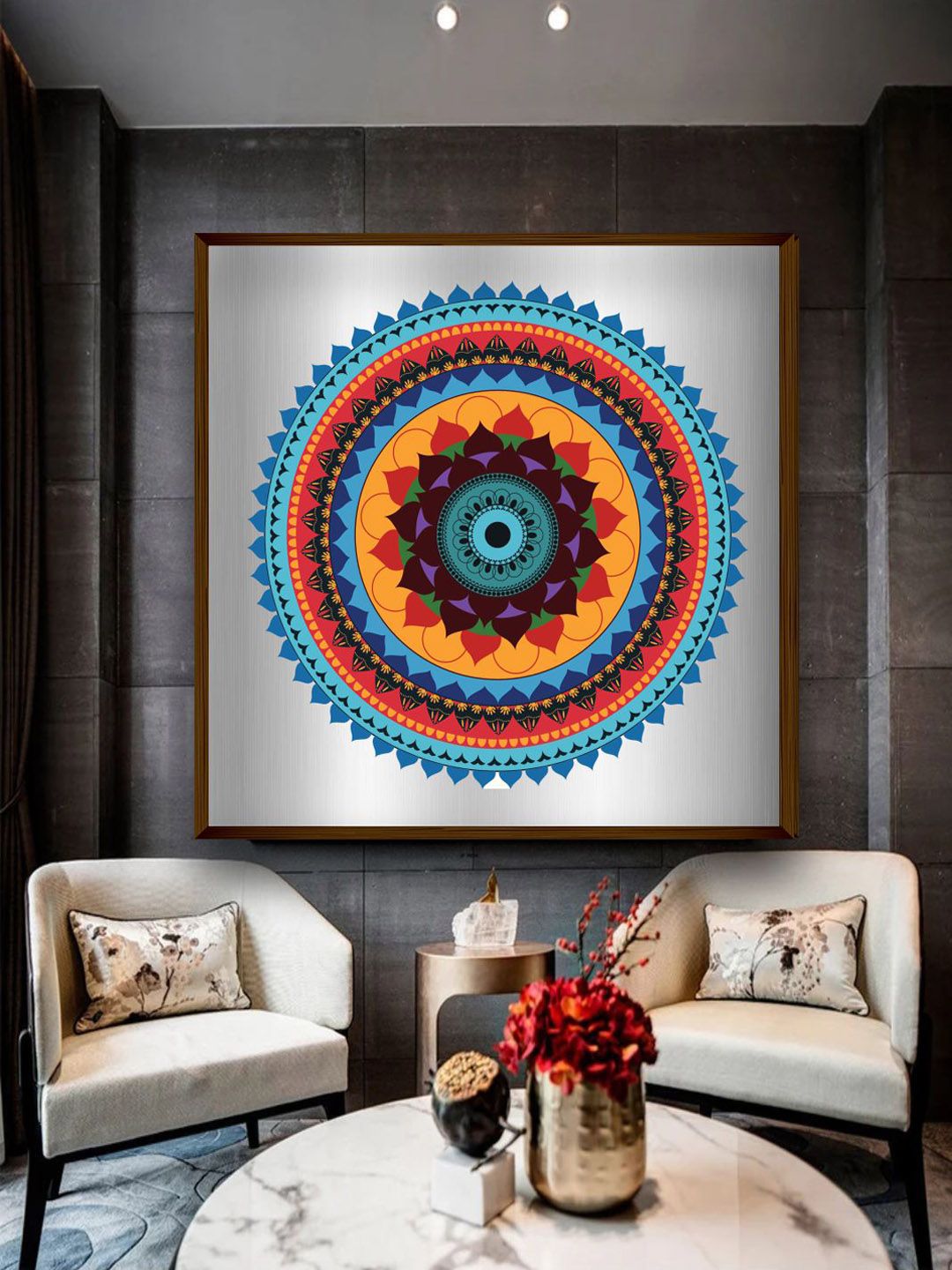 The Art House Blue & Mustard The Mandala Art Painting Wall Art Price in India