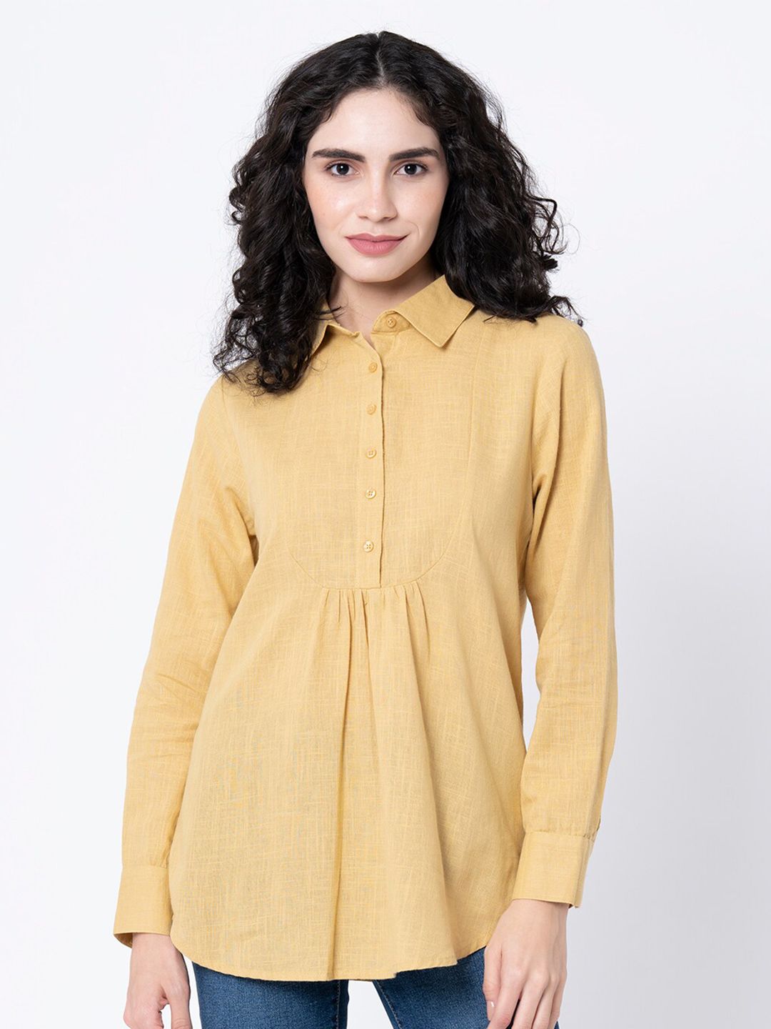 Mode by Red Tape Yellow Shirt Style Top Price in India