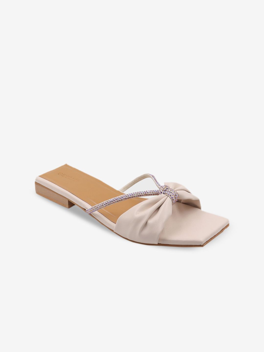 Gibelle Women Cream-Coloured Embellished Bows Flats