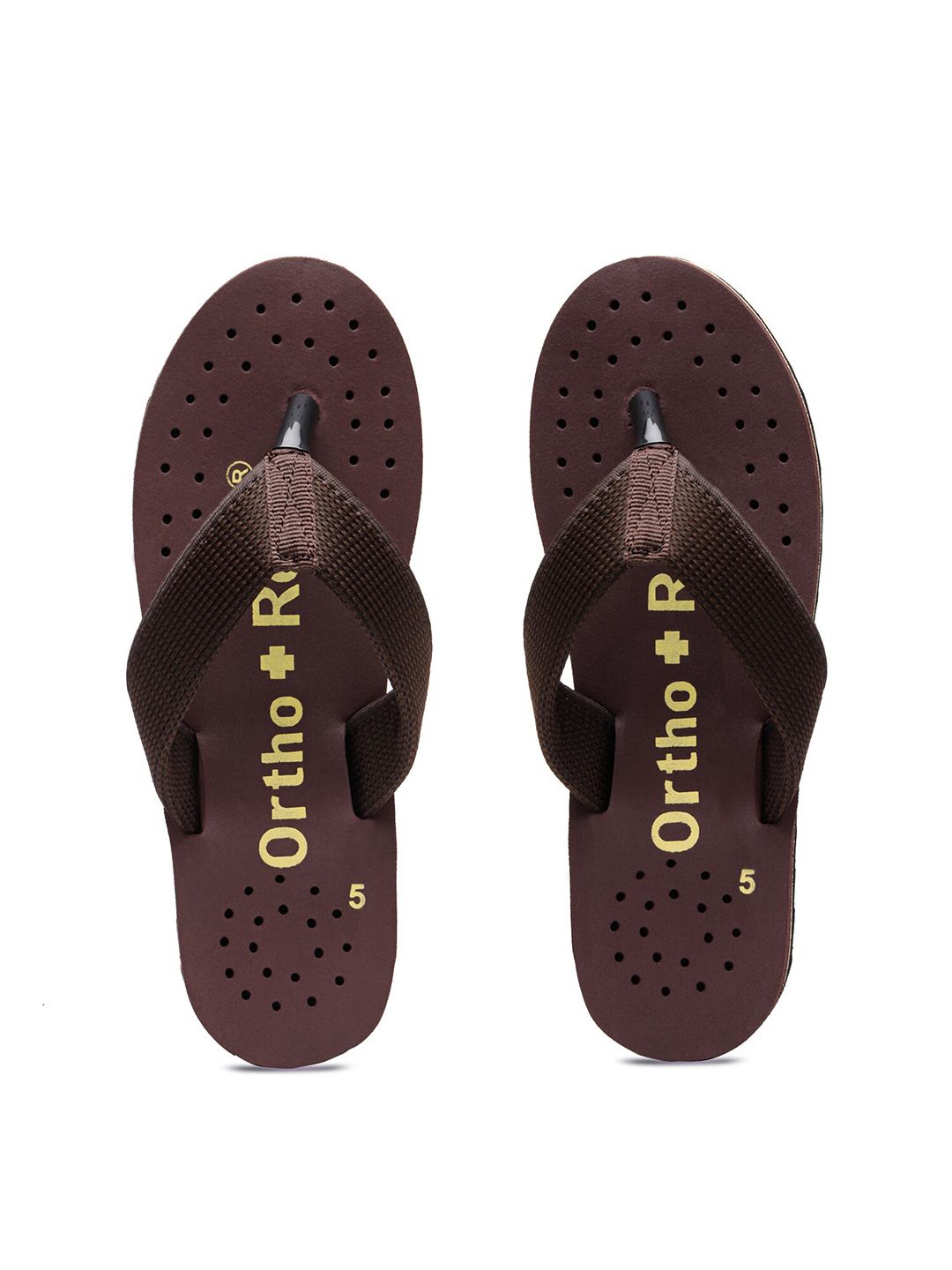 Ortho Rest Women Maroon & Yellow Printed Rubber Thong Flip-Flops Price in India