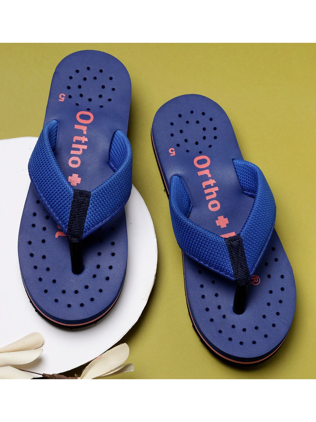 Ortho Rest Women Blue Printed Rubber Thong Flip-Flops Price in India