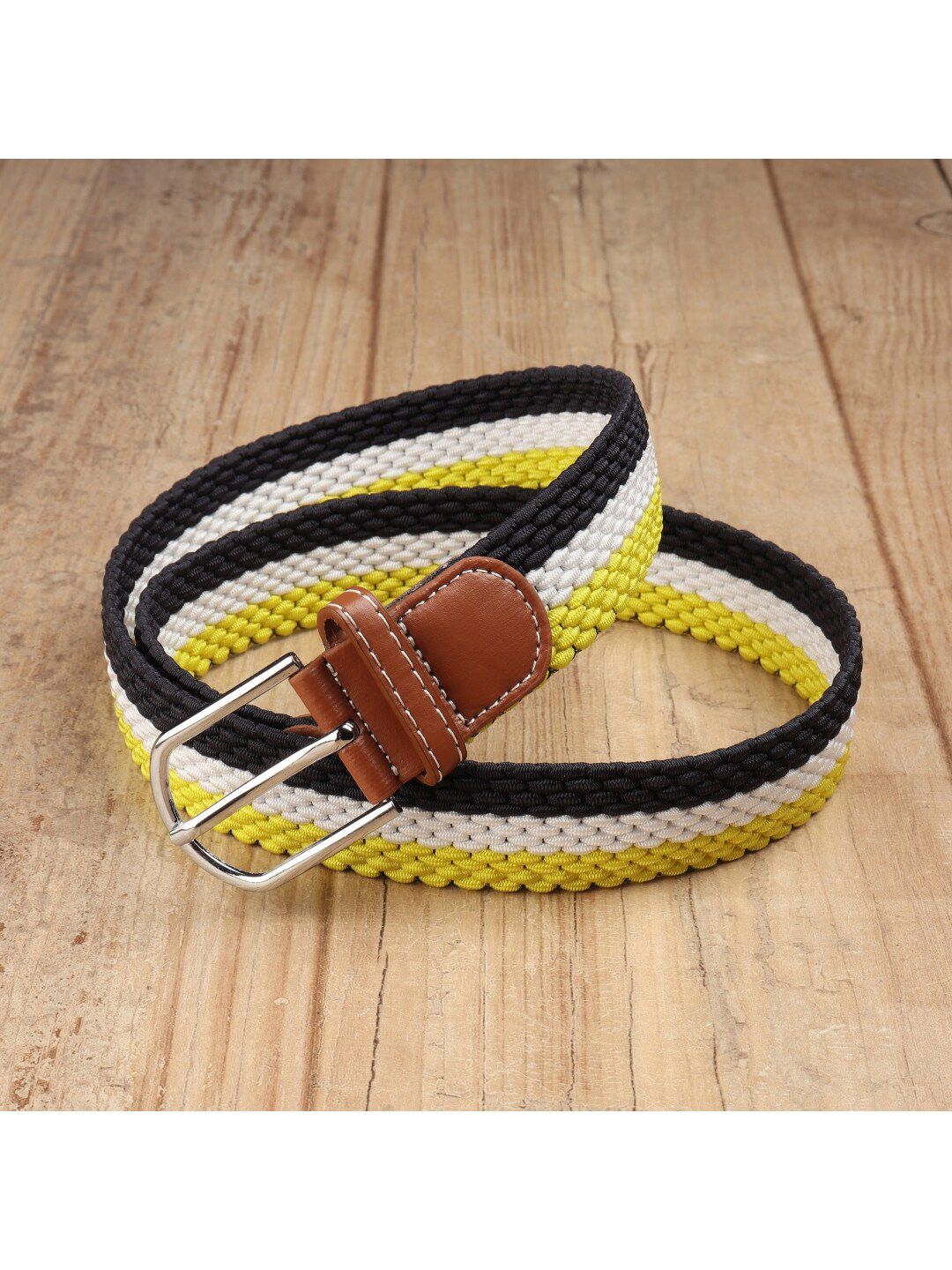 Elite Crafts Unisex Yellow Braided Woven Canvas Belt Price in India