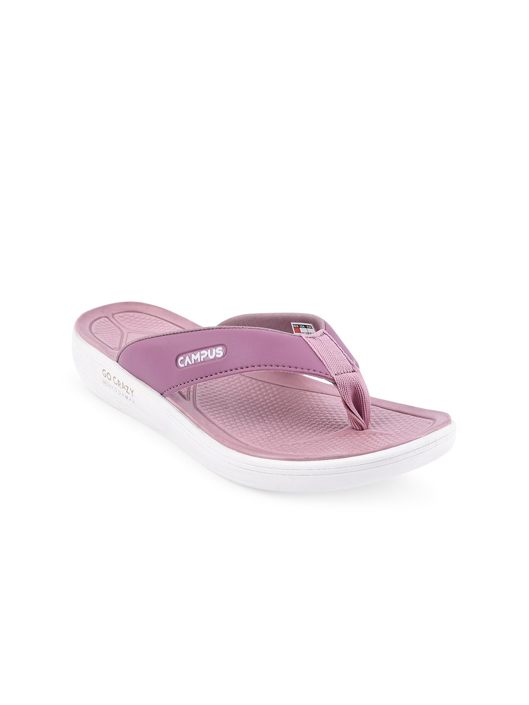 Campus Women Purple & White Rubber Thong Flip-Flops Price in India